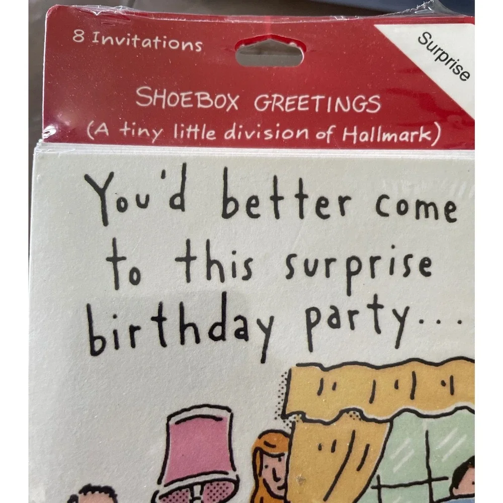 Hallmark Shoebox Greetings Surprise Birthday Party Invitations 16ct‎ Funny NEW